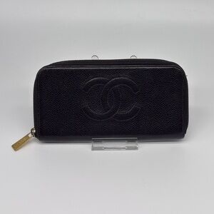 Chanel Caviar Zip Around Wallet